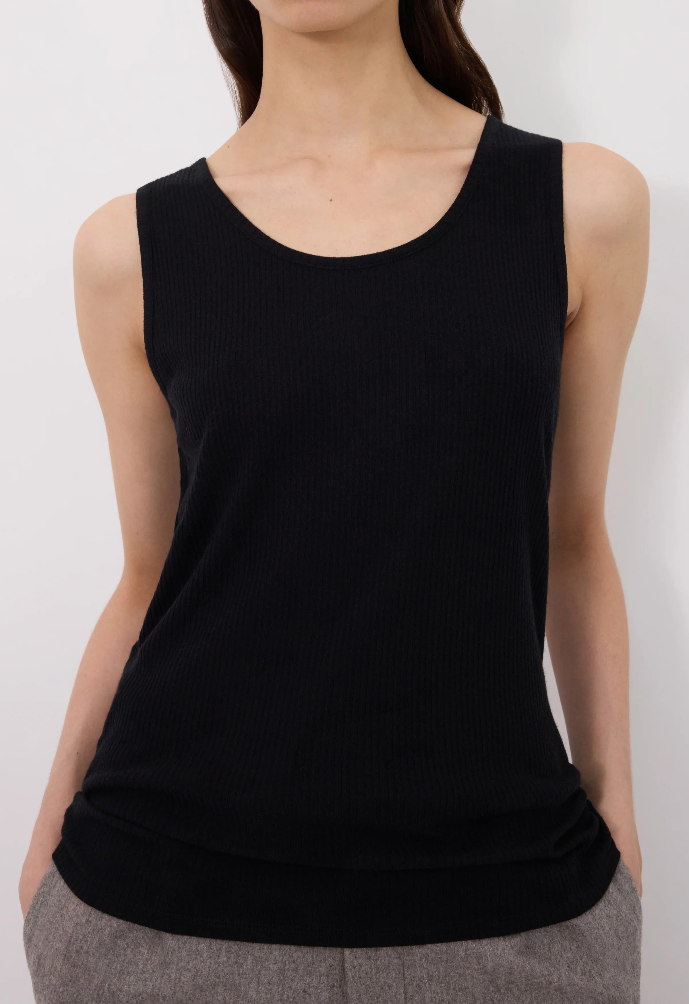 Loulou de Saison Alicudi Lds Rib Jersey Tank Top Black