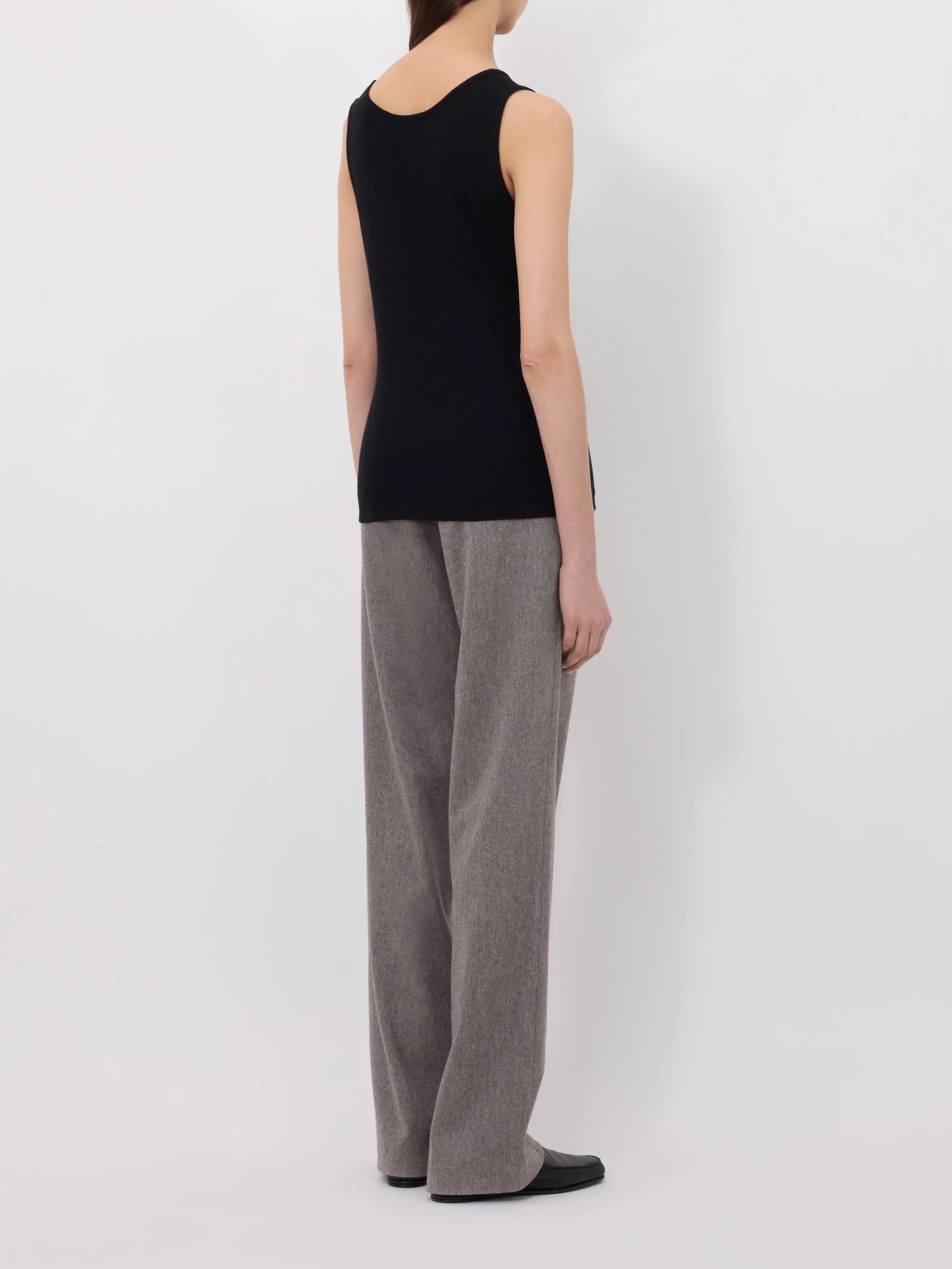 Loulou de Saison Alicudi Lds Rib Jersey Tank Top Black