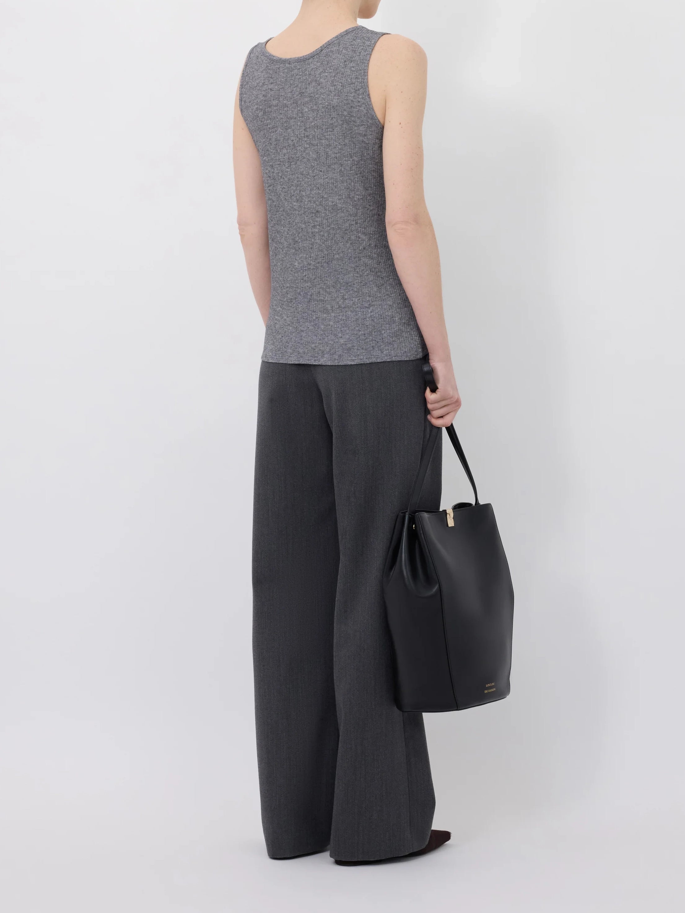Loulou de Saison Alicudi Lds Rib Jersey Tank Top Grey Mel