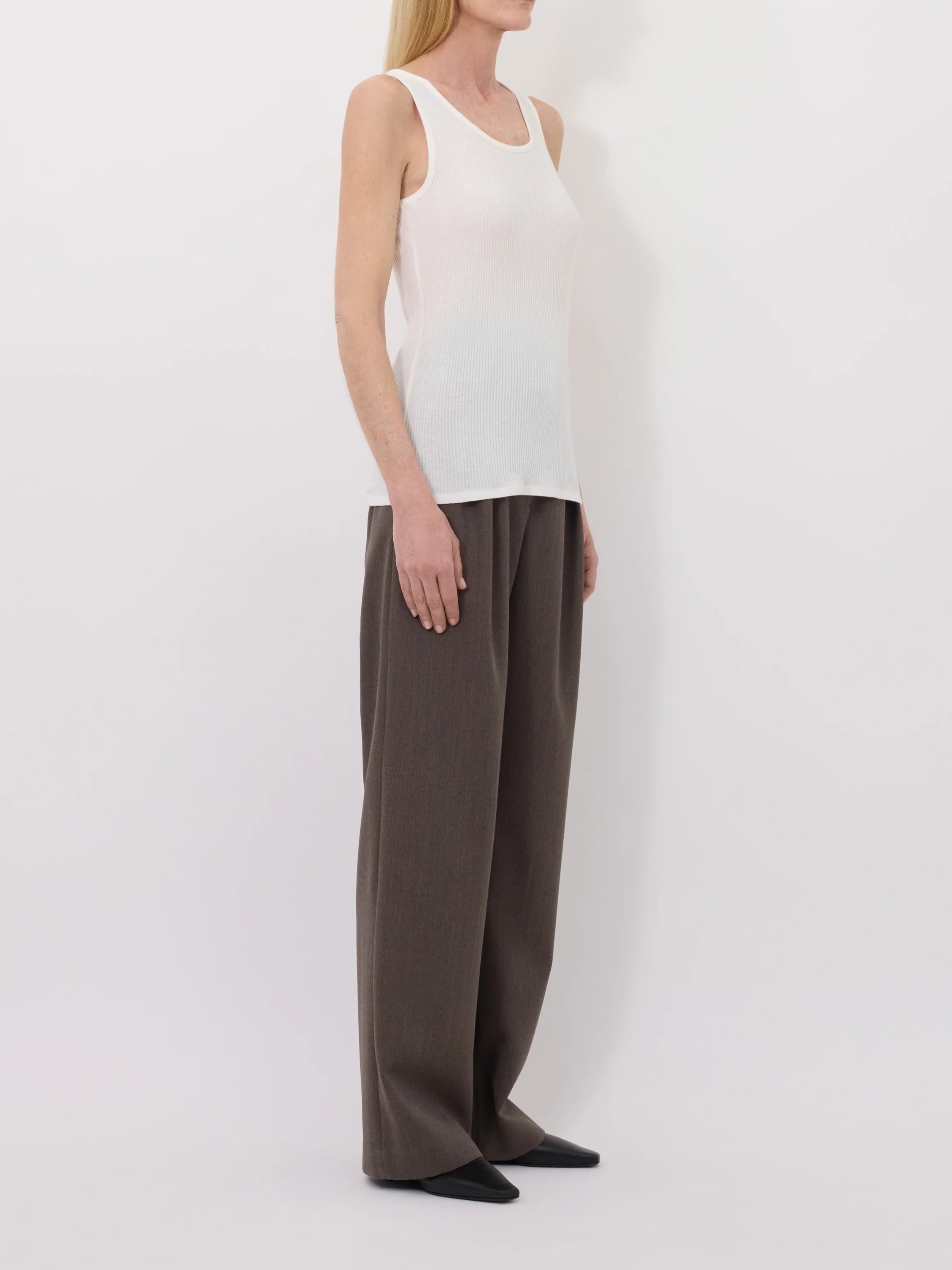 Loulou de Saison Alicudi Lds Rib Jersey Tank Top Ivory