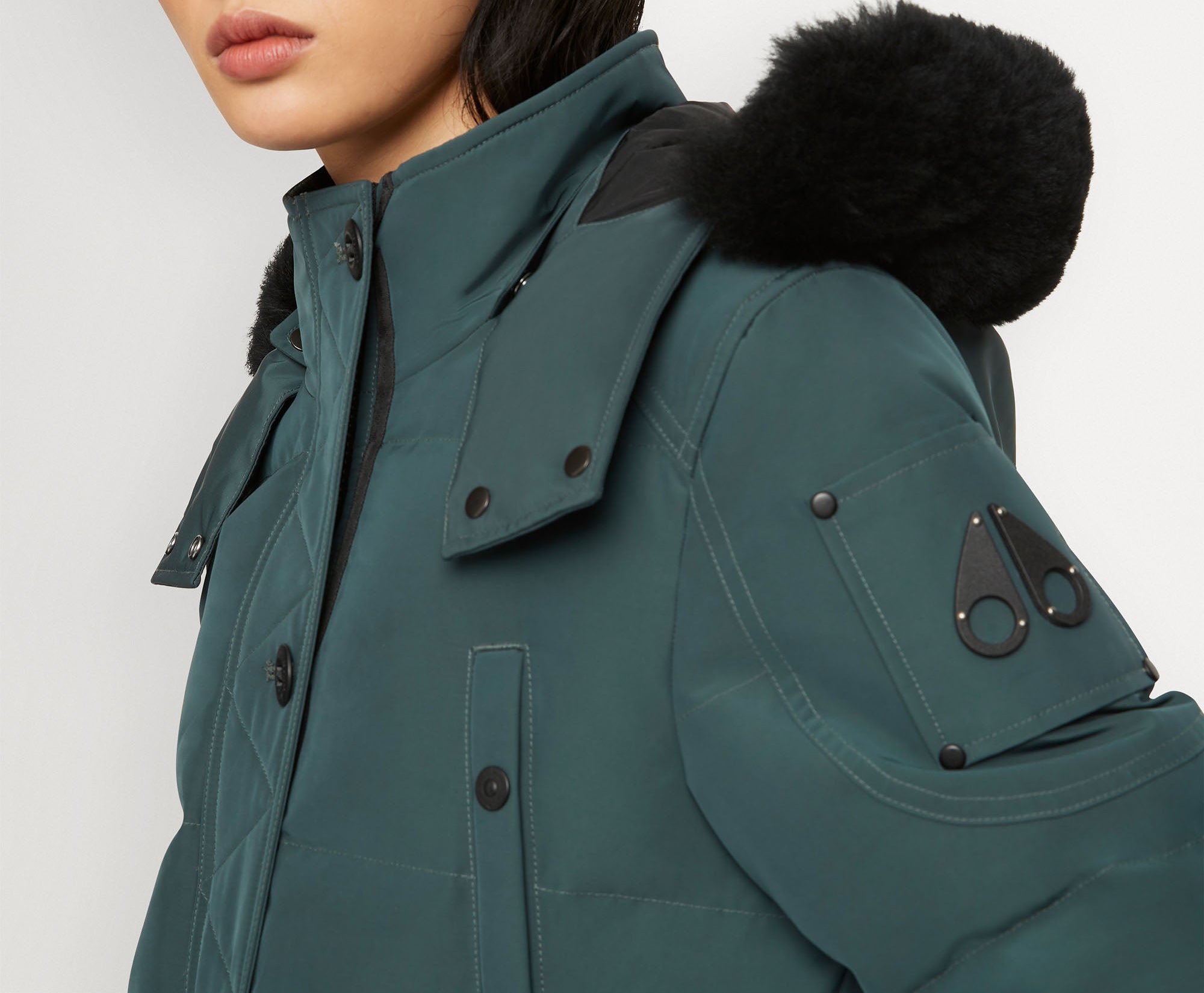 Moose Knuckles Ladies Onyx Anguille Jacket Shearling Forest Hill