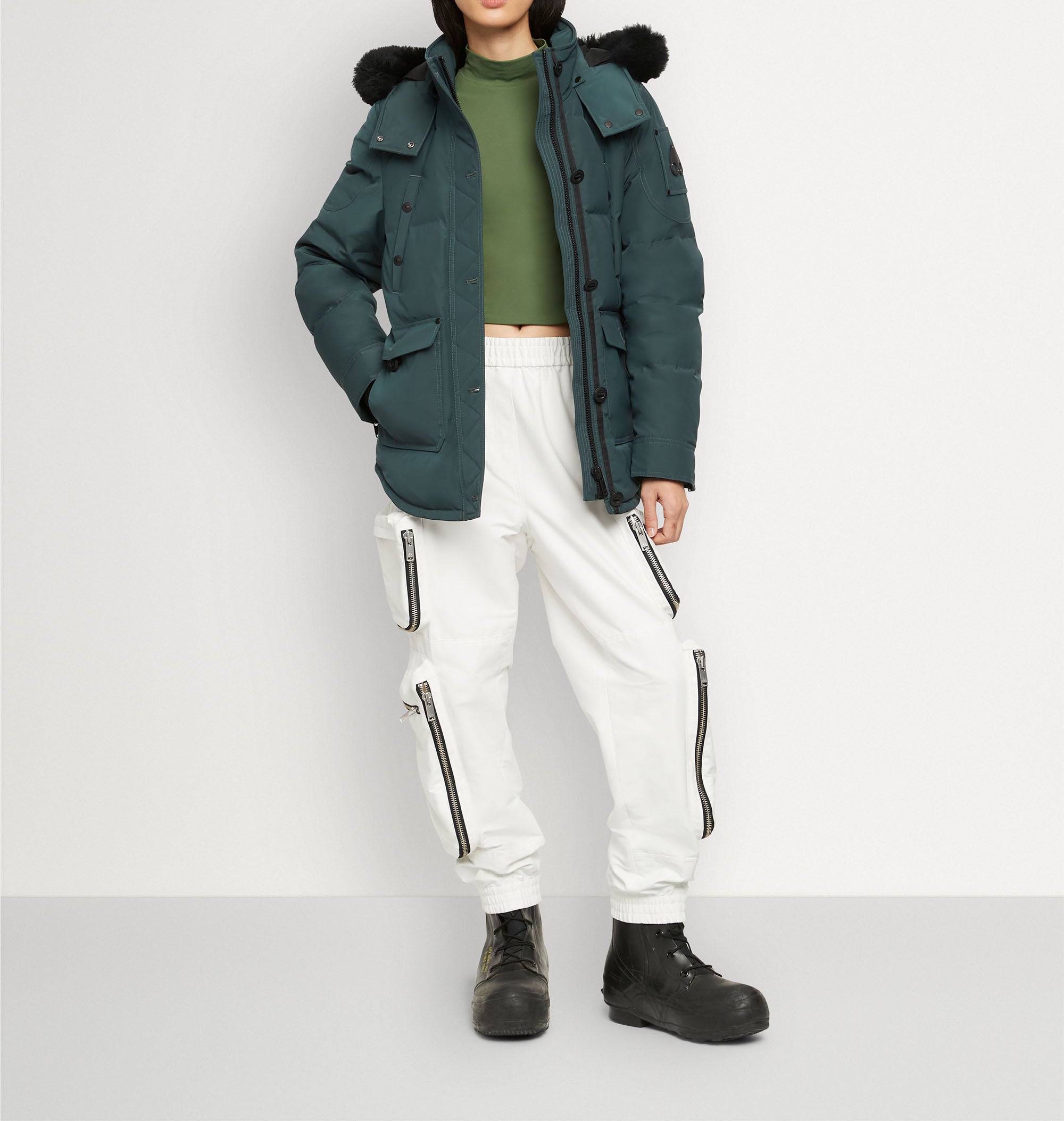 Moose Knuckles Ladies Onyx Anguille Jacket Shearling Forest Hill