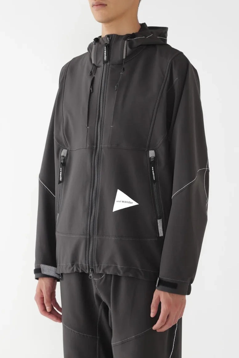 And Wander Light Stretch Shell Jacket Carbon