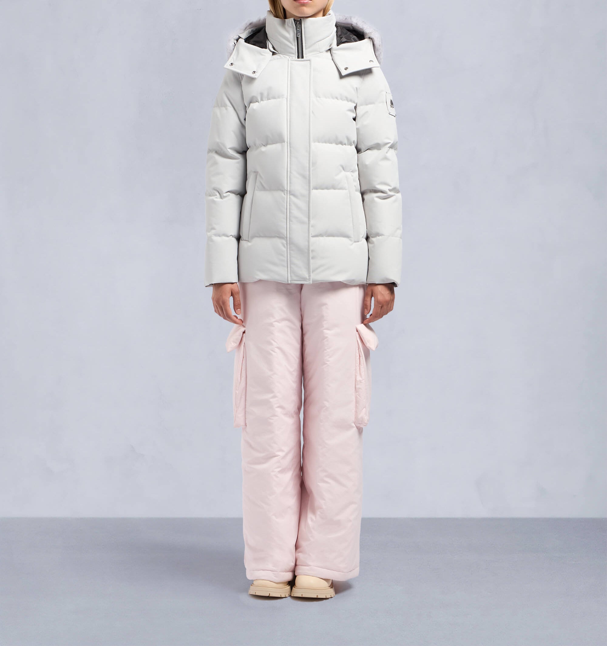 Moose Knuckles Ladies Cloud Shearling 3Q Jacket Stone
