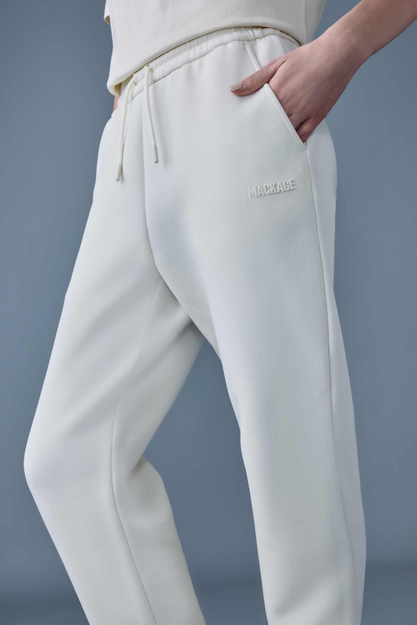 Mackage Nev Double-Face Jersey Sweatpants Cream