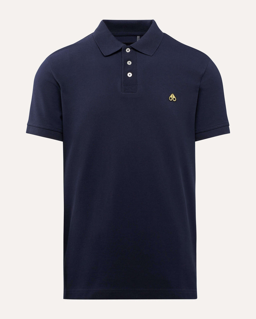 Moose Knuckles Men's Pique Gold Polo Navy