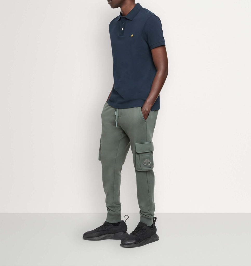 Moose Knuckles Men's Pique Gold Polo Navy