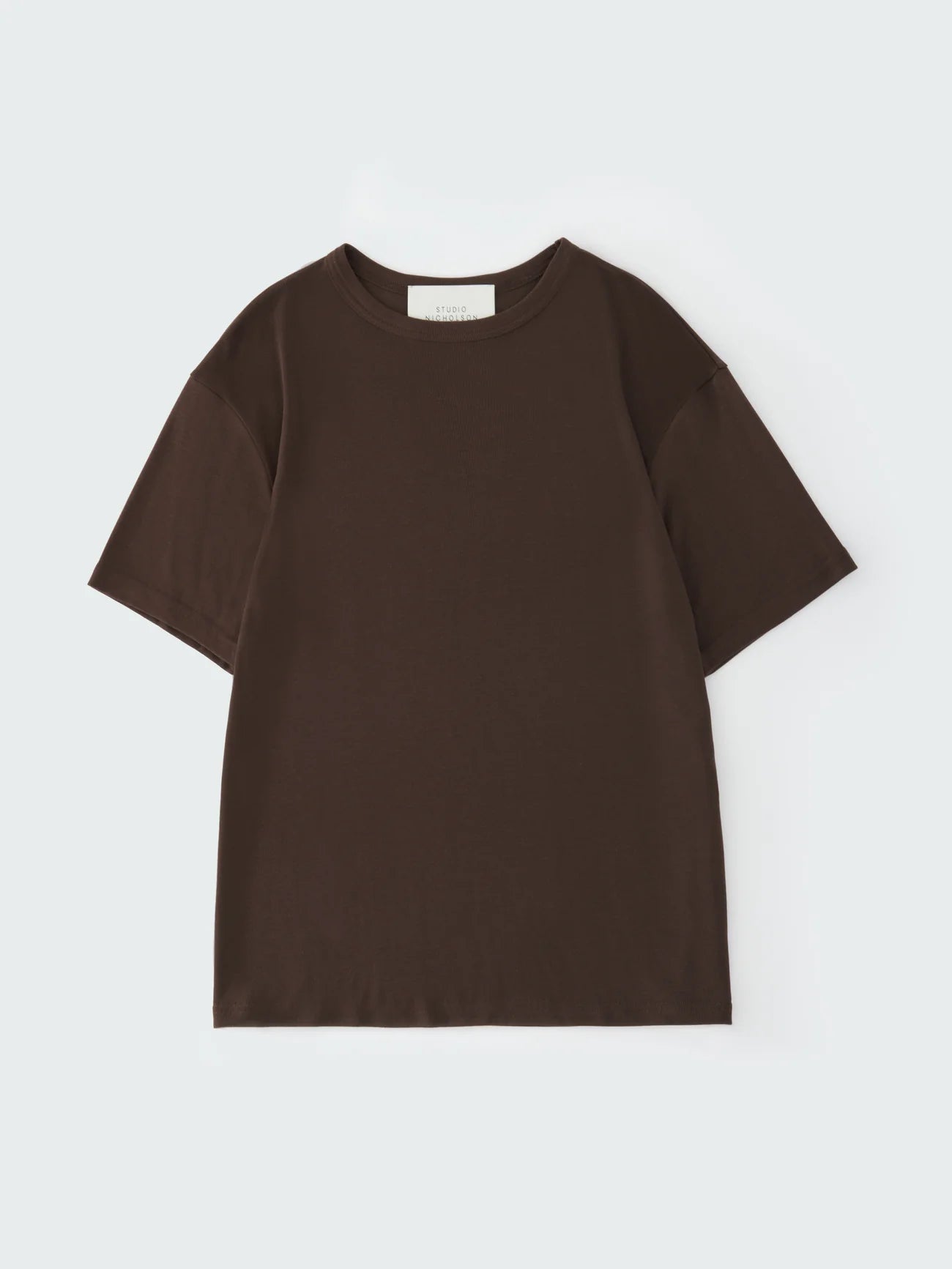 Studio Nicolson Rond T-Shirt Lyocell Rib Chocolate Brown