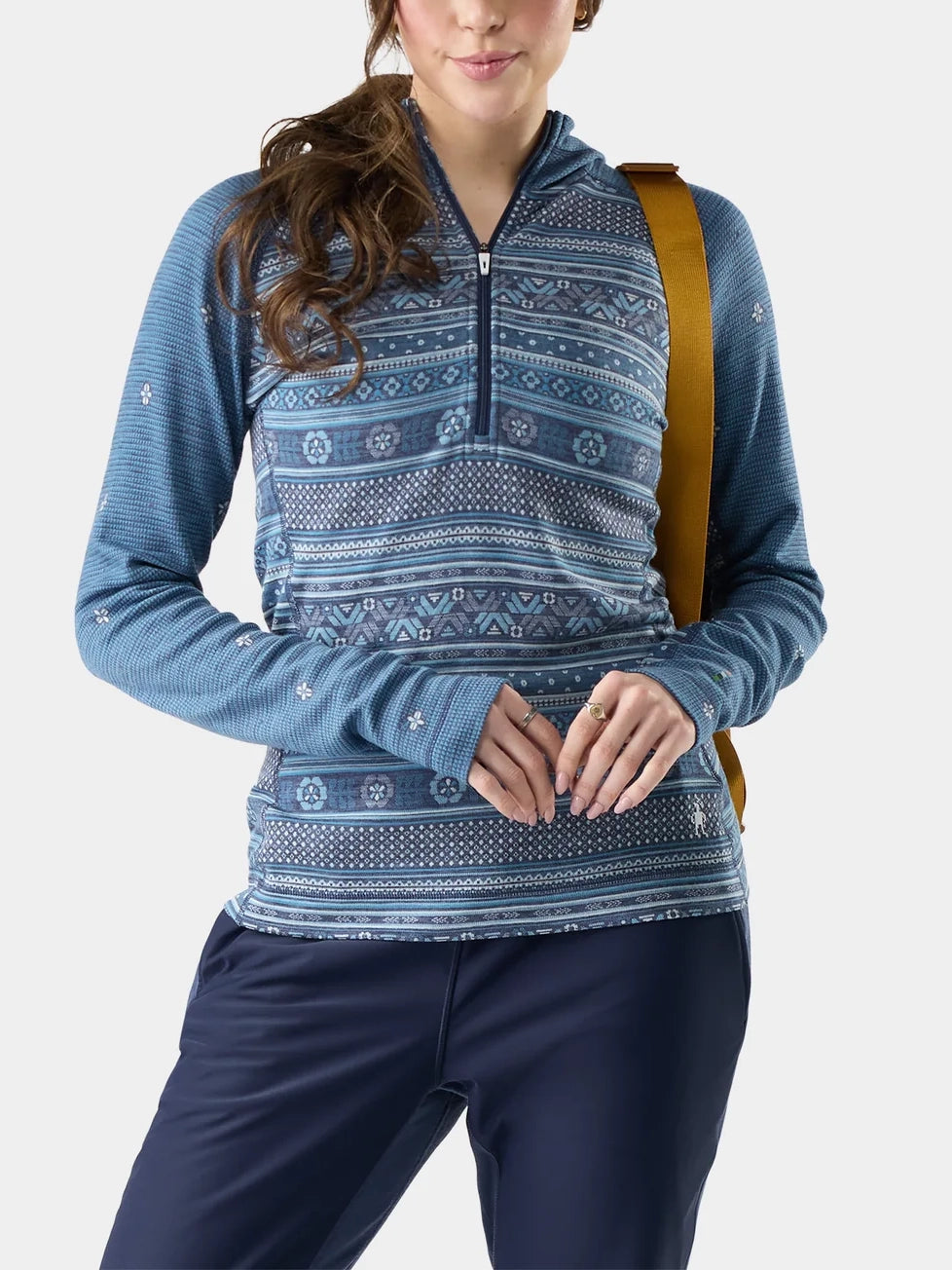 Smartwool Women's Classic Thermal Merino Base Layer 1/2 Zip Hoodie Nightfall Fair Isle
