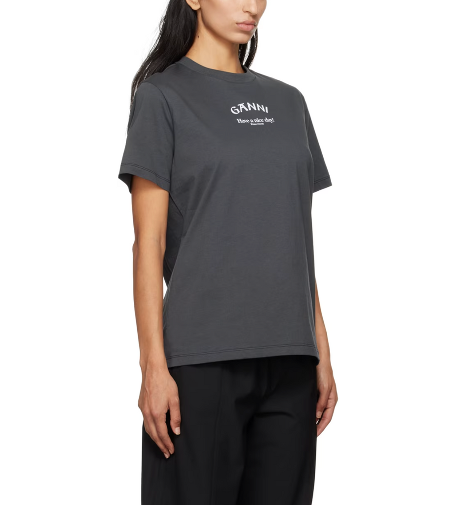 Ganni Relaxed O-neck T-shirt Volcanic Ash