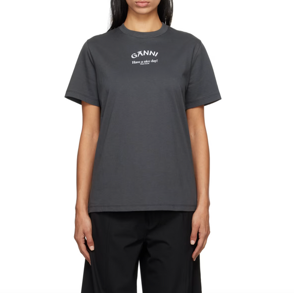 Ganni Relaxed O-neck T-shirt Volcanic Ash