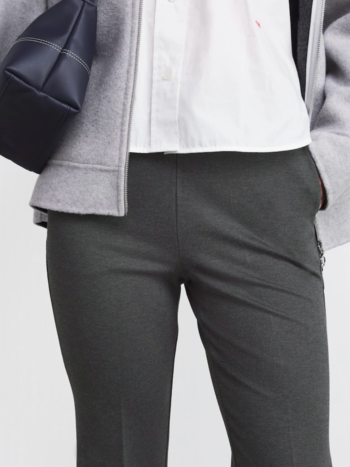 Max Mara Jeff Jersey Cropped Trousers Dark Grey