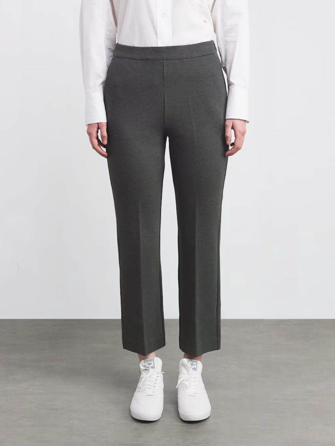 Max Mara Jeff Jersey Cropped Trousers Dark Grey