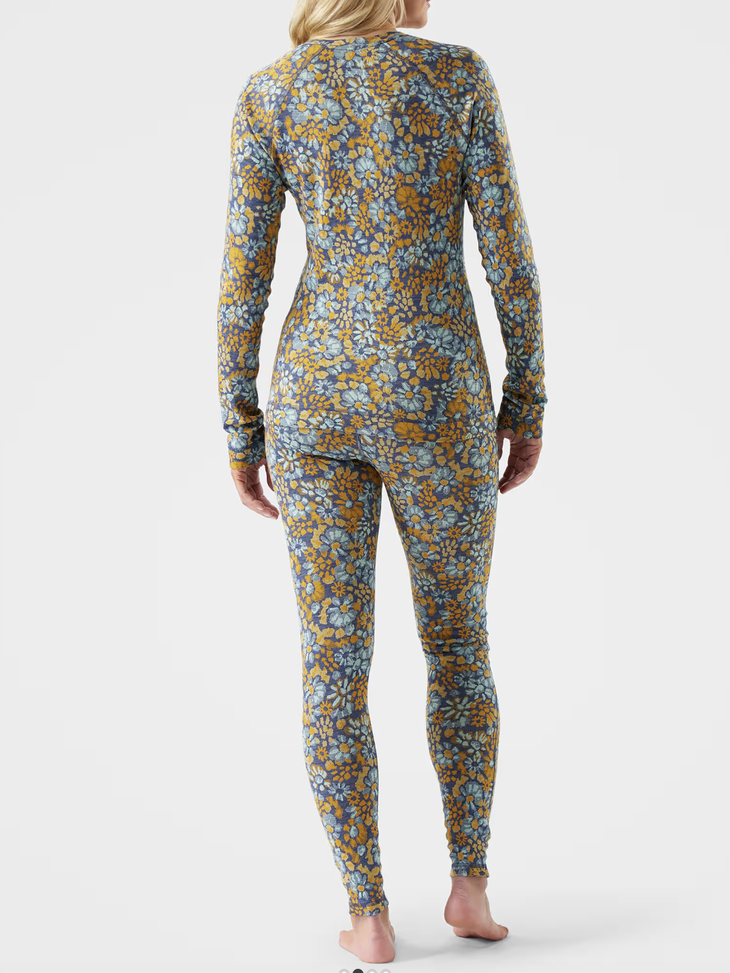 Smartwool Thermal Merino Base Layer Crew Pacific Blue Floral