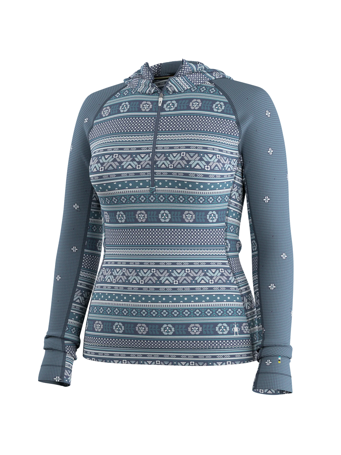 Smartwool Women's Classic Thermal Merino Base Layer 1/2 Zip Hoodie Nightfall Fair Isle