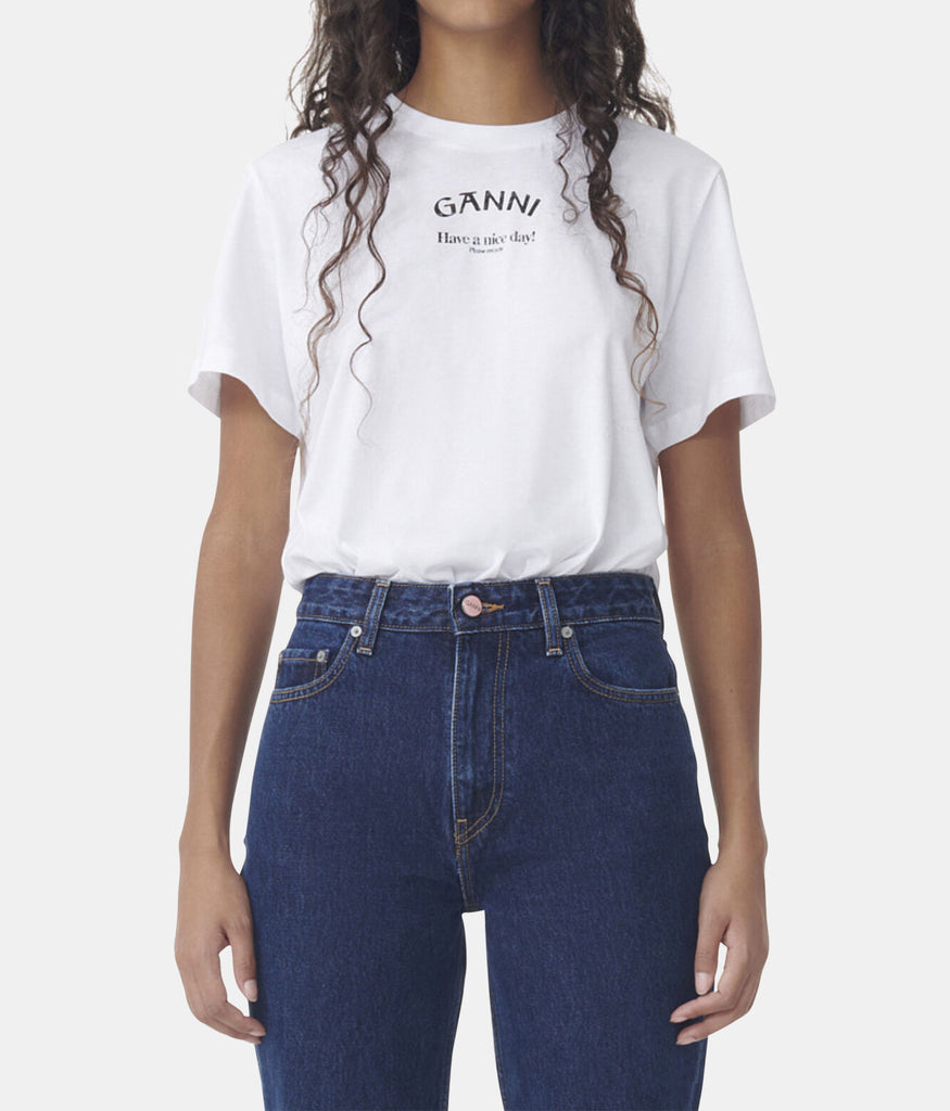 Ganni Relaxed O-neck T-shirt Bright White