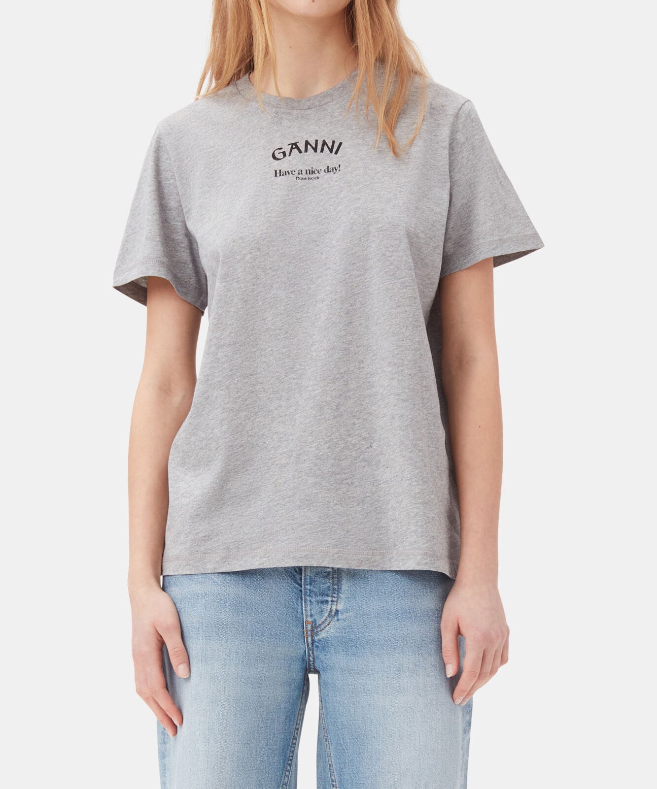 Ganni Relaxed O-neck T-shirt Paloma Melange