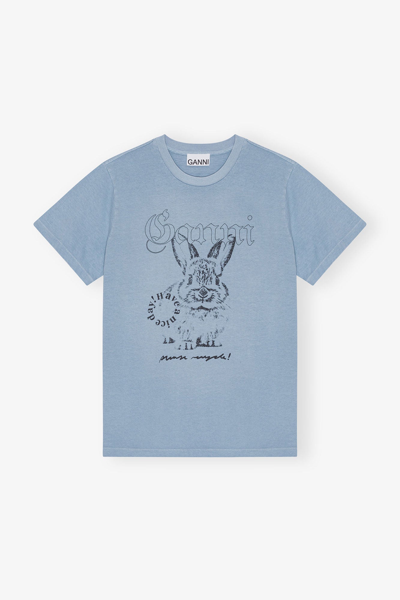 Ganni Blue Re-cut Cotton Jersey T-shirt Blue