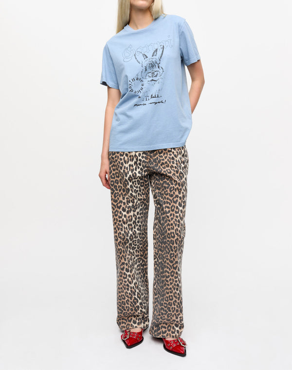 Ganni Blue Re-cut Cotton Jersey T-shirt Blue