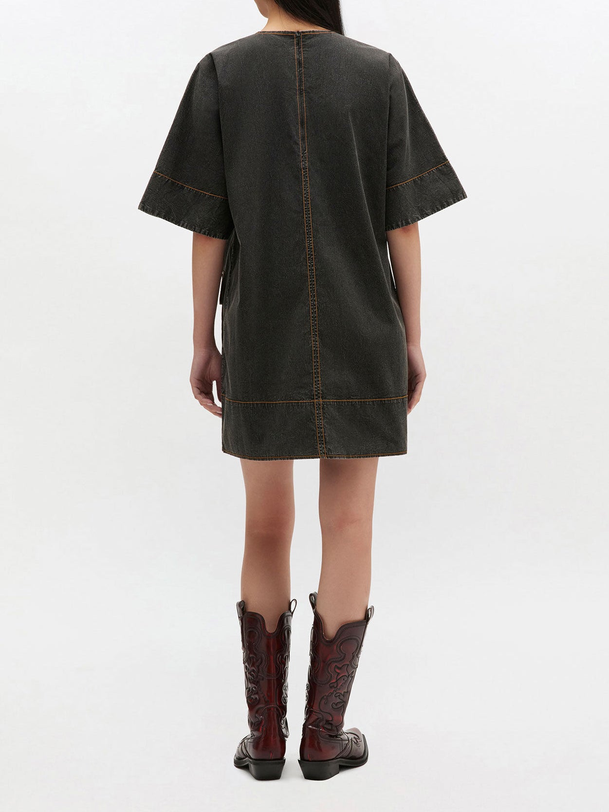 Ganni FBlack Washed Kimono Dress Black