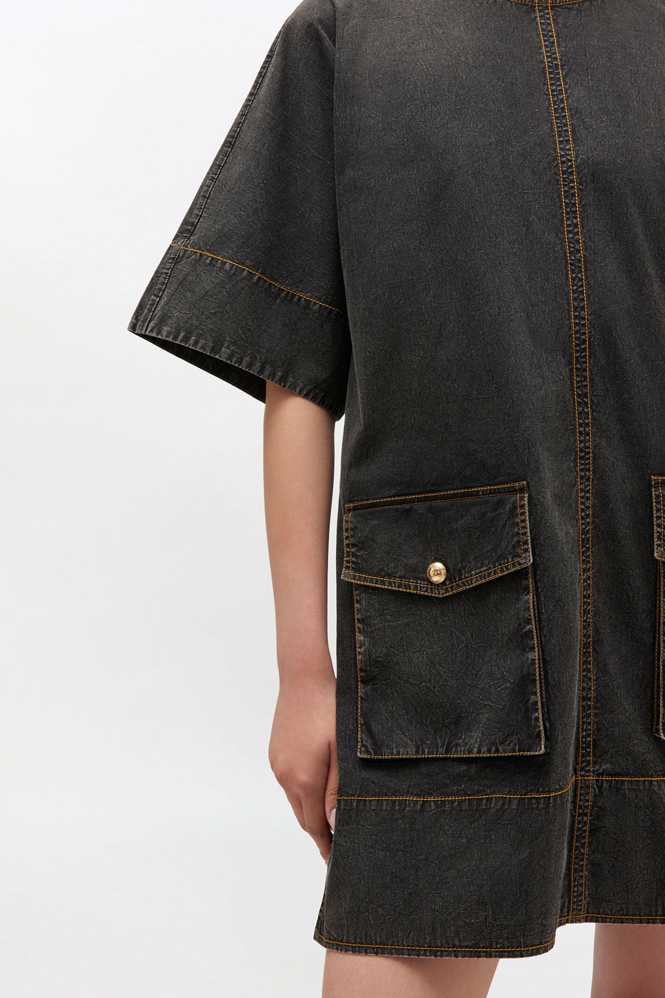 Ganni FBlack Washed Kimono Dress Black