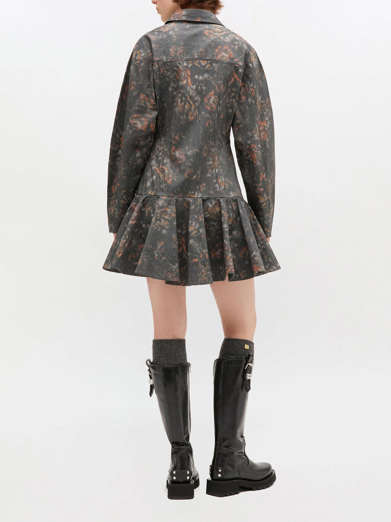 Ganni Floral Shirt Dress Black