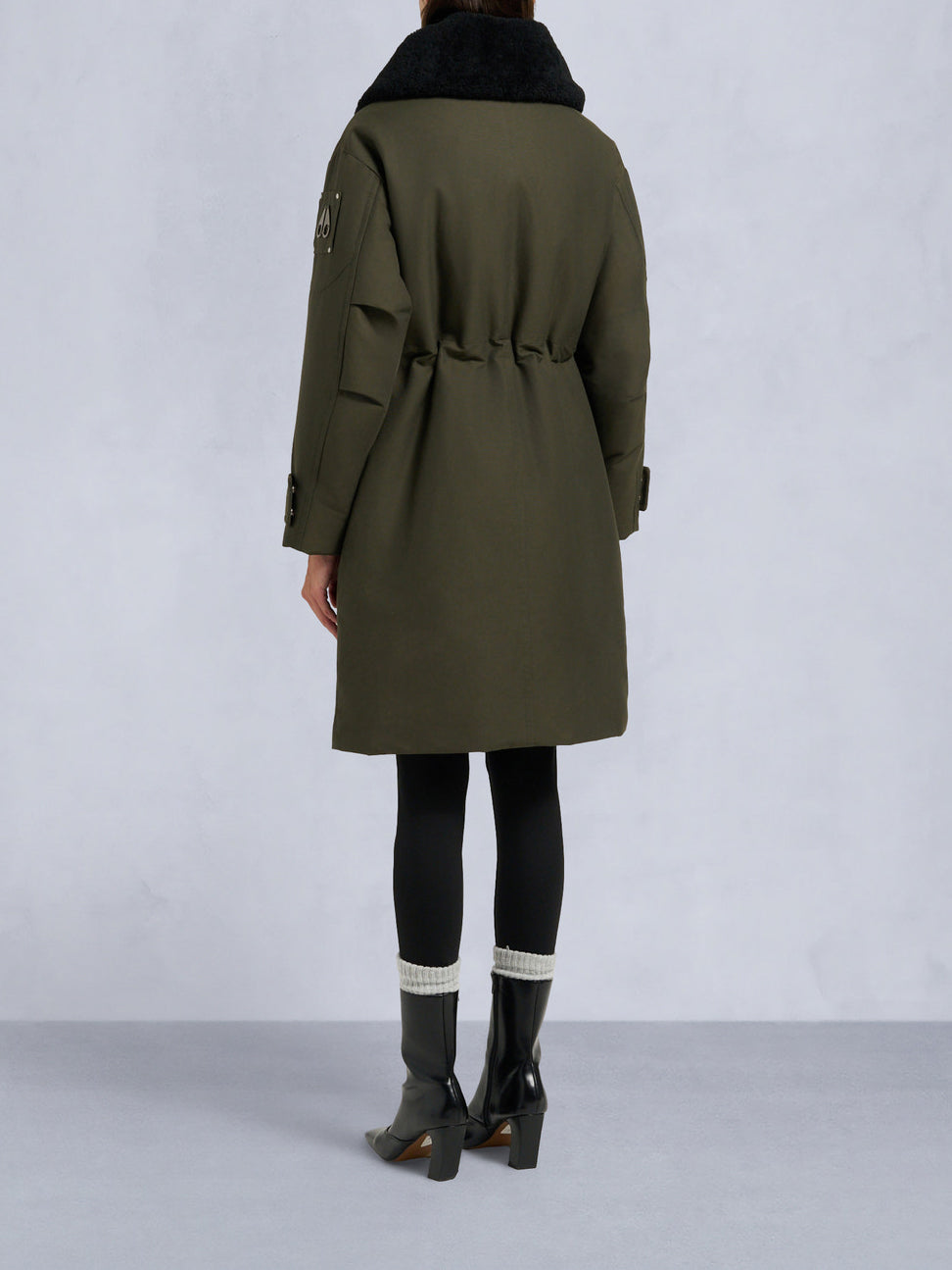 Moose Knuckles Original Storm Shearling Trim Parka Dark Olive