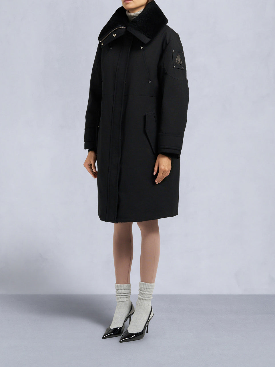 Moose Knuckles Original Storm Shearling Trim Parka Black