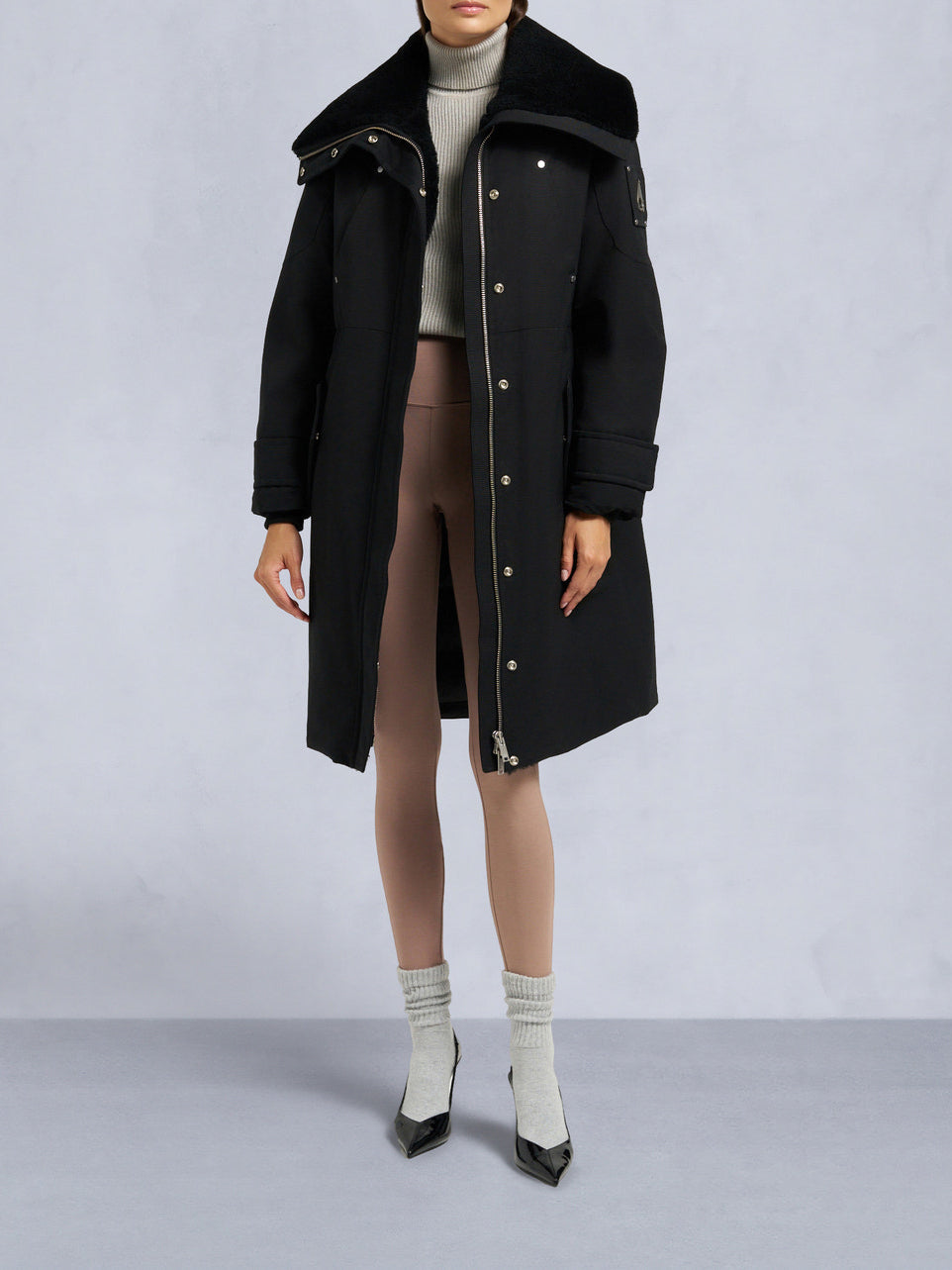 Moose Knuckles Original Storm Shearling Trim Parka Black