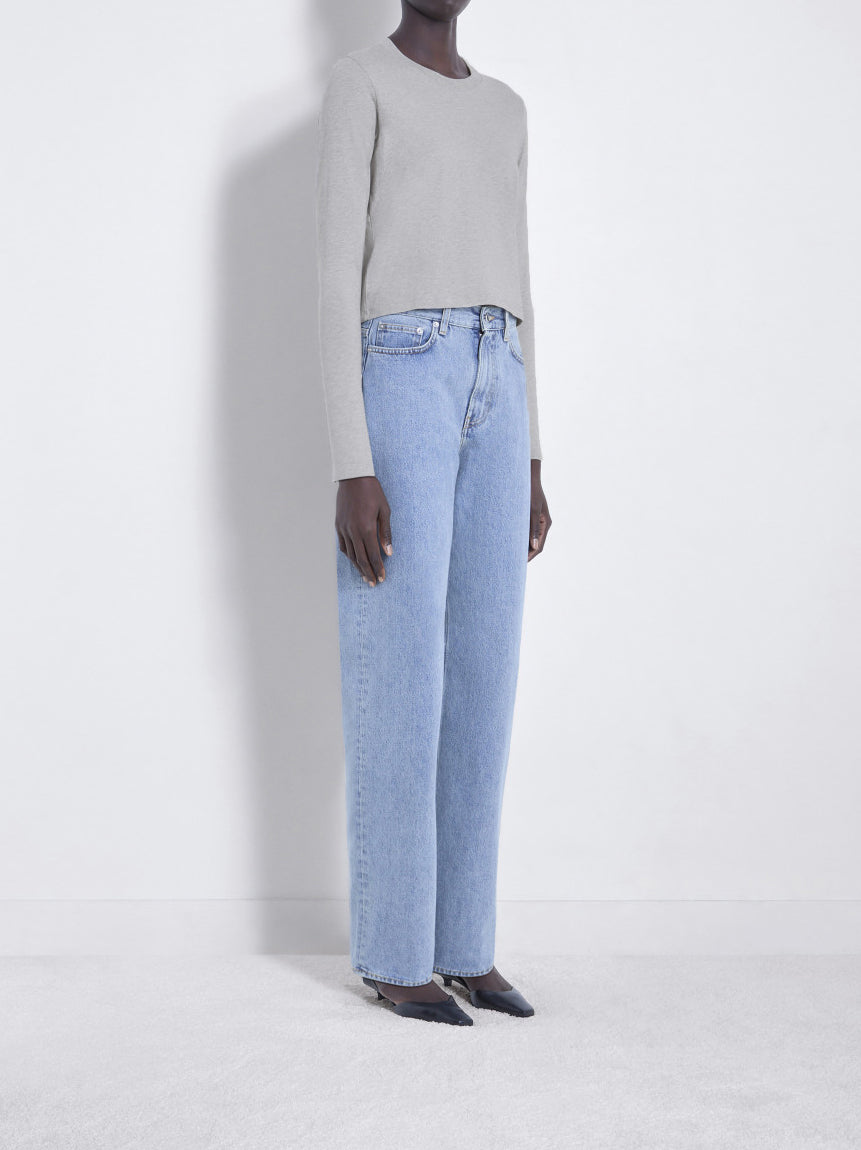 Loulou Studio Masal Organic cotton Long-sleeve T-shirt Grey Melange