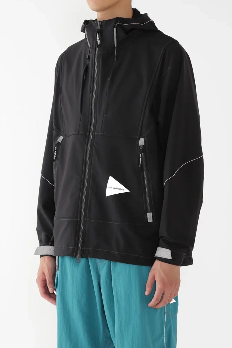 And Wander Light Stretch Shell Jacket Black