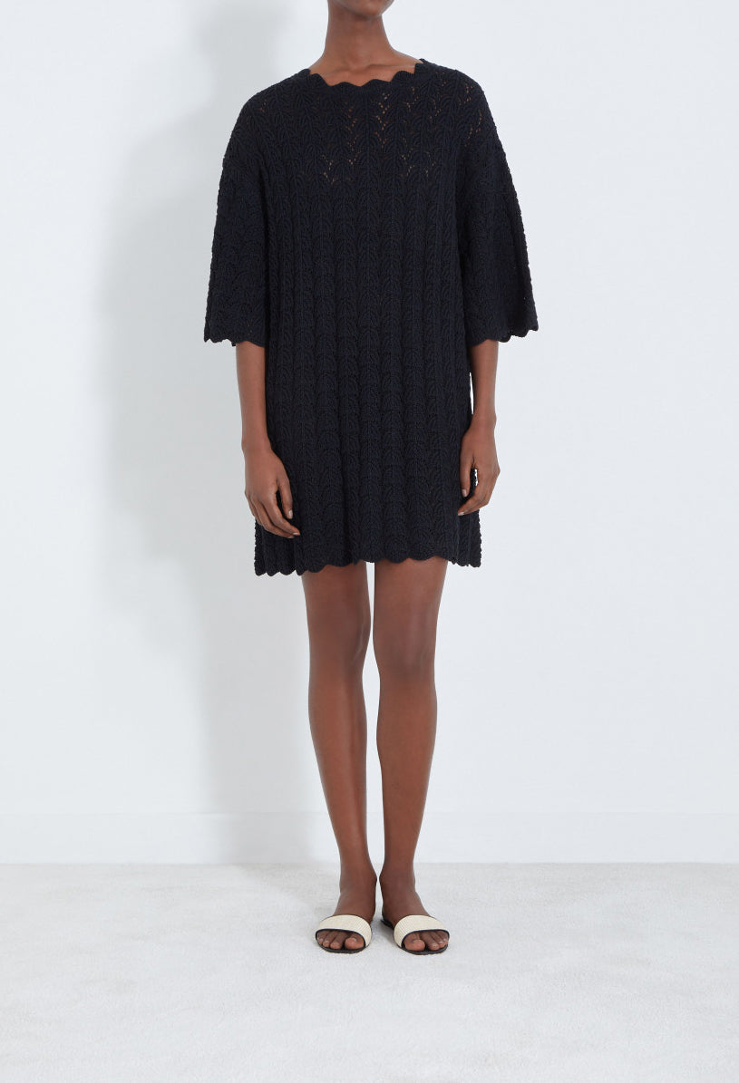 Loulou Studio Doni Crochet Dress Black