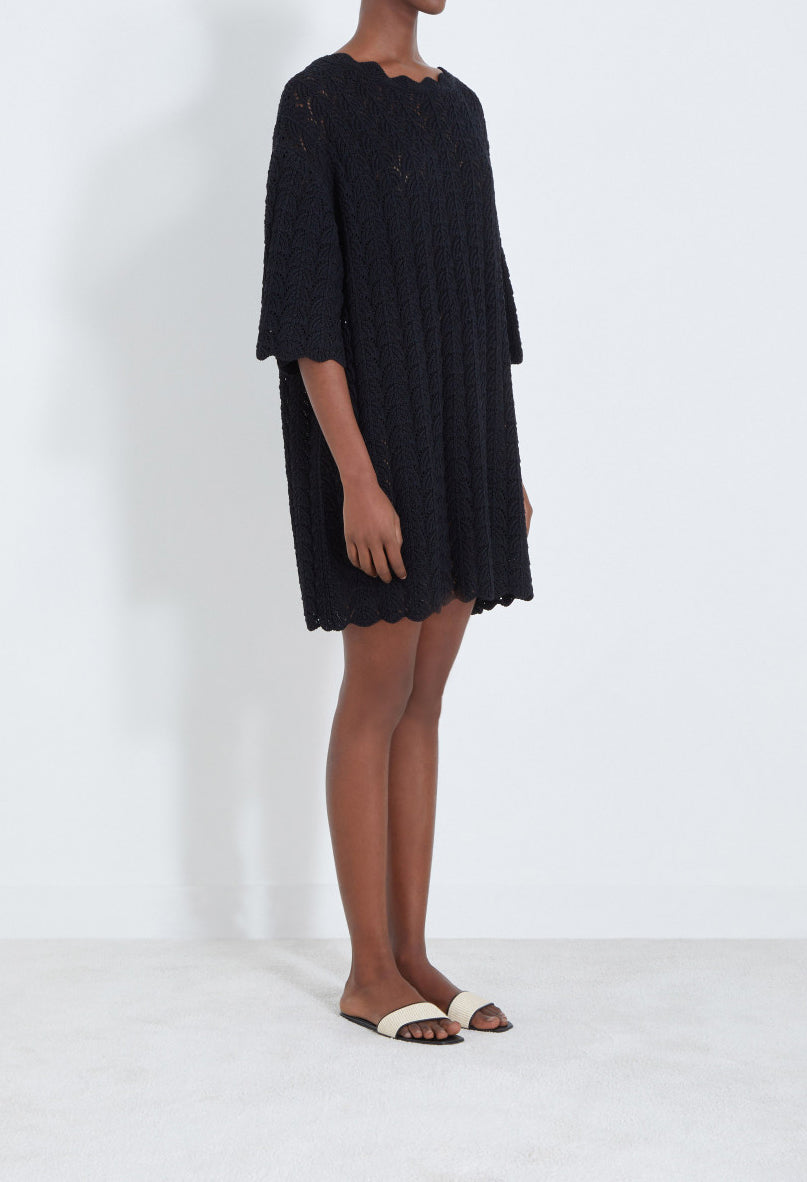 Loulou Studio Doni Crochet Dress Black