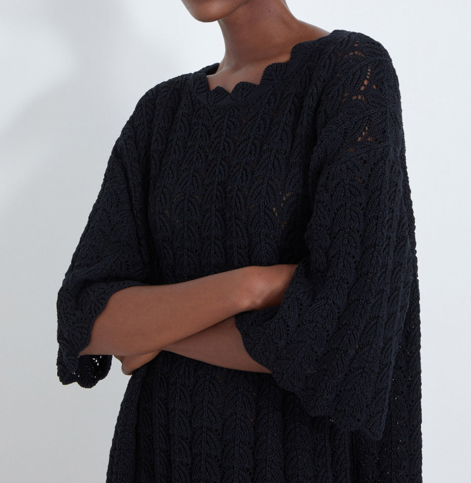 Loulou Studio Doni Crochet Dress Black
