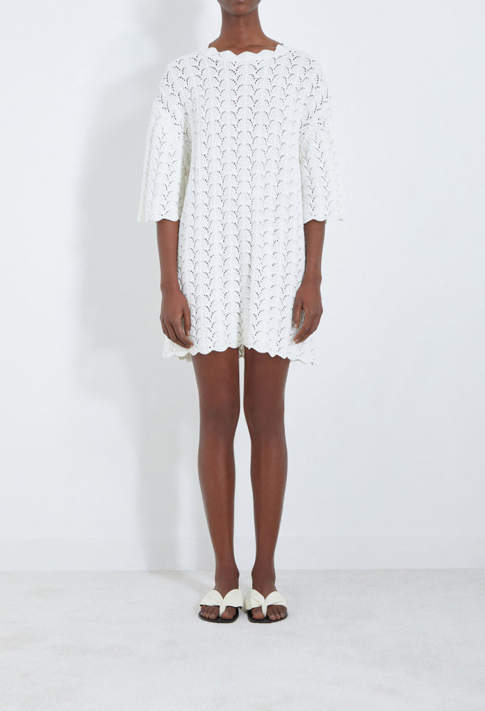 Loulou Studio Doni Crochet Dress White