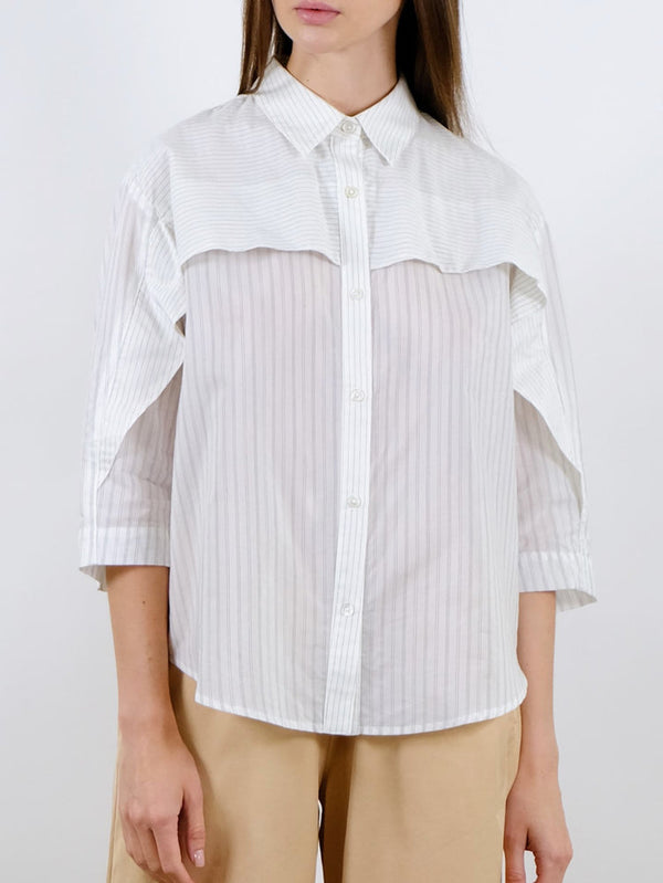 Multi-Stiped Cape Paneled Shirt