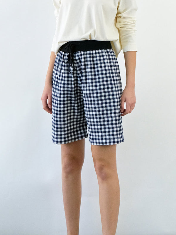 Drawstring Gingham Shorts