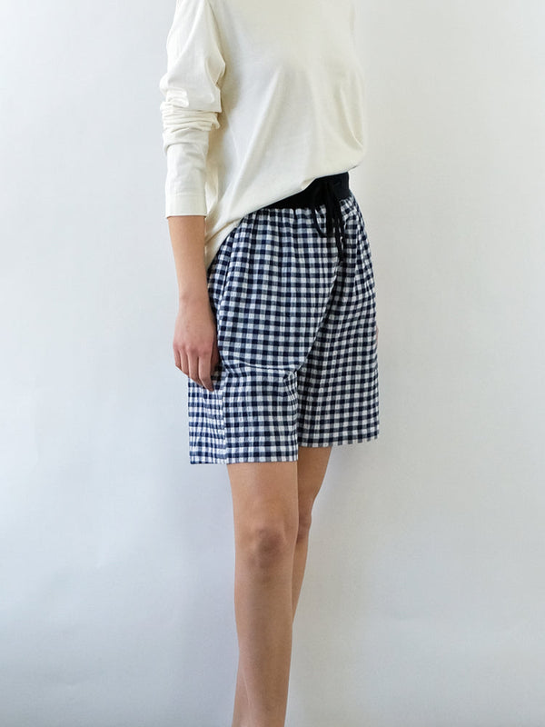 Drawstring Gingham Shorts