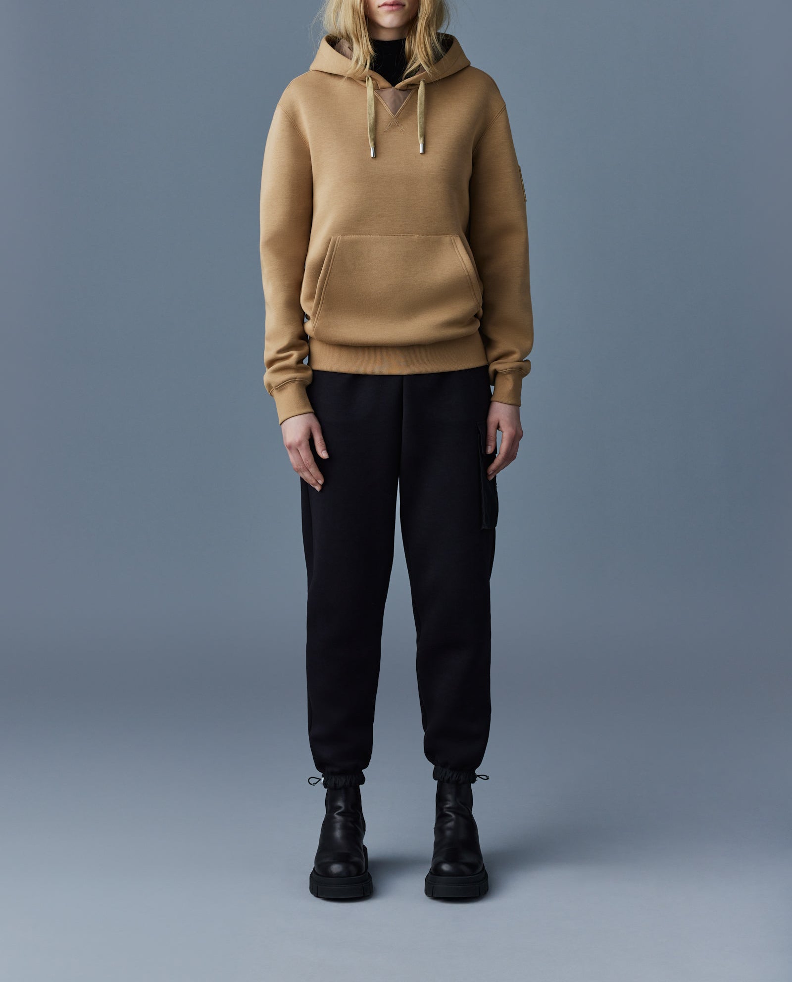 Mackage Krys Hoodie With Velvet Embroidery Camel