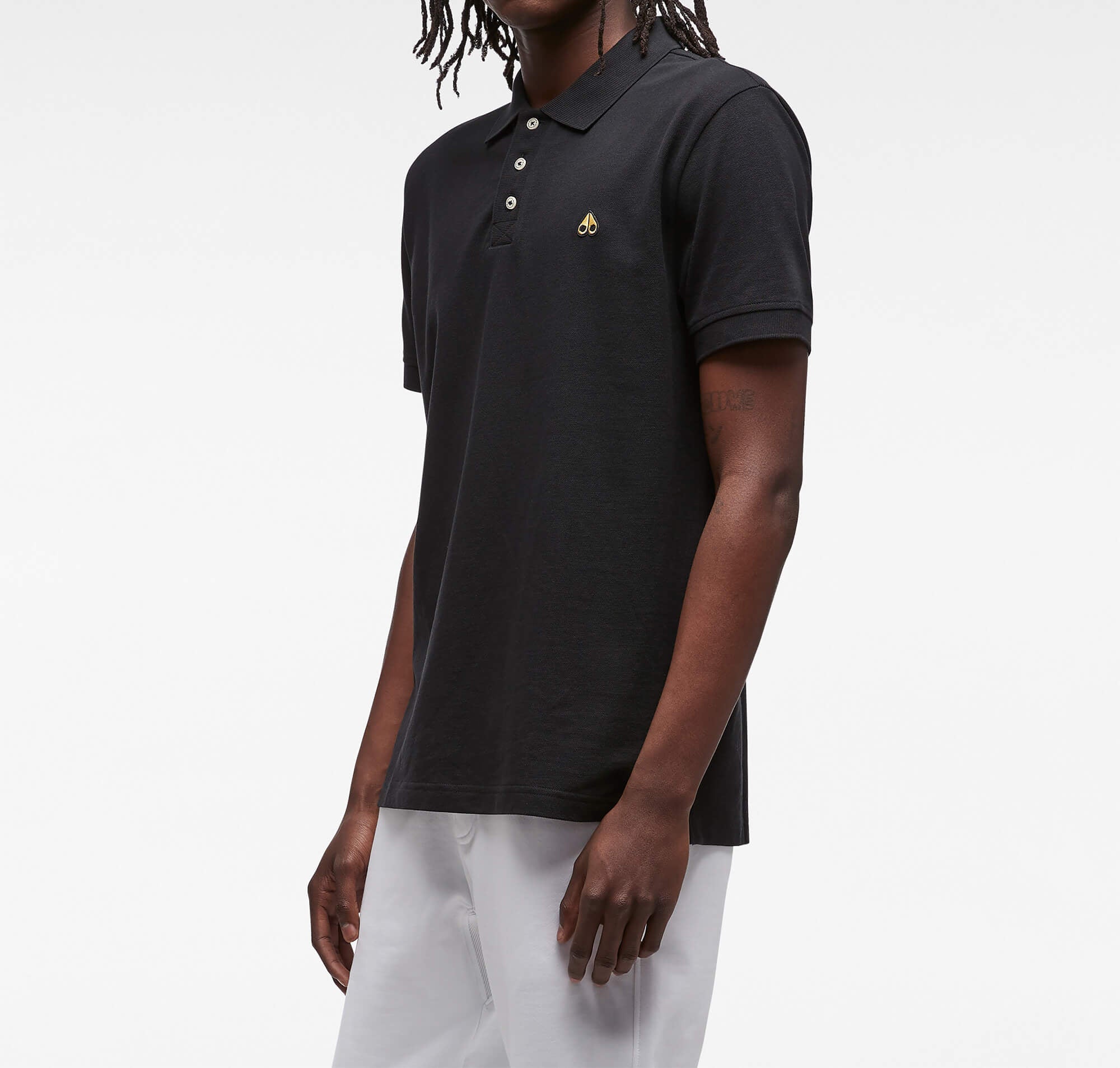Moose Knuckles Men's Pique Gold Polo Black