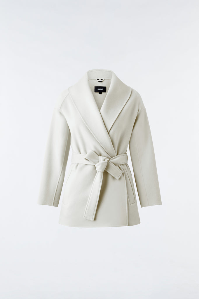 Mackage Tyra Double-Face Wool Robe Jacket Cream