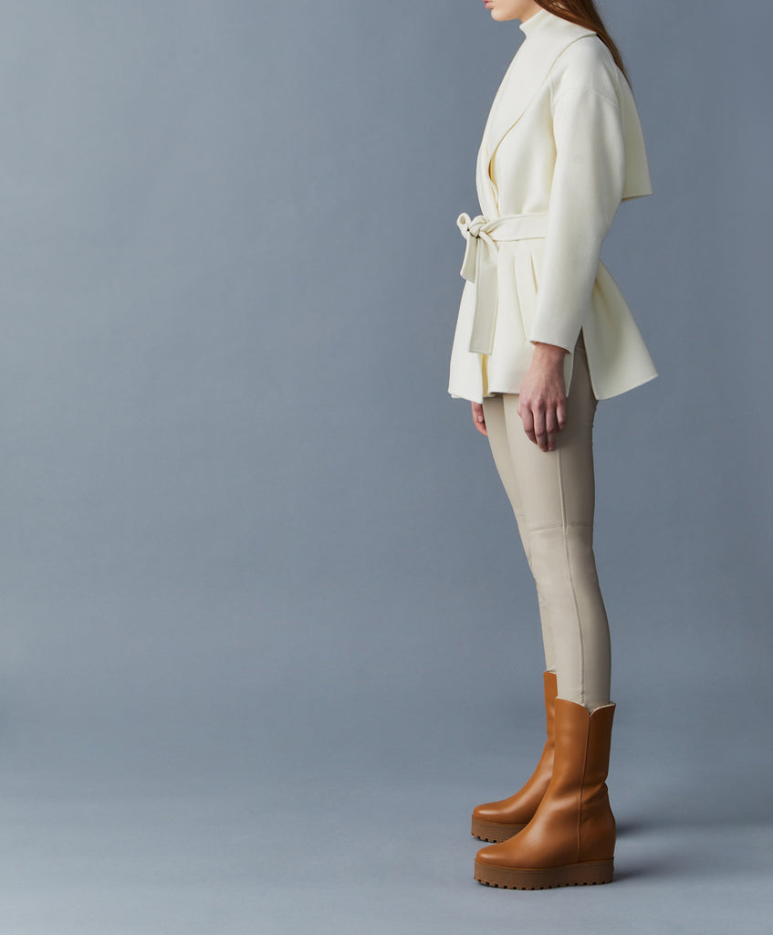 Mackage Tyra Double-Face Wool Robe Jacket Cream