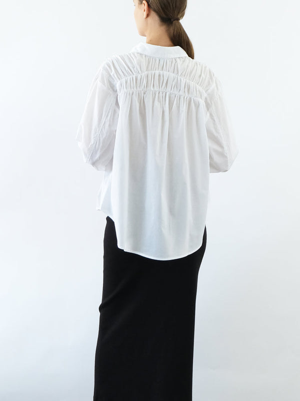 CLU Shirred Button Down Long Sleeve Shirt