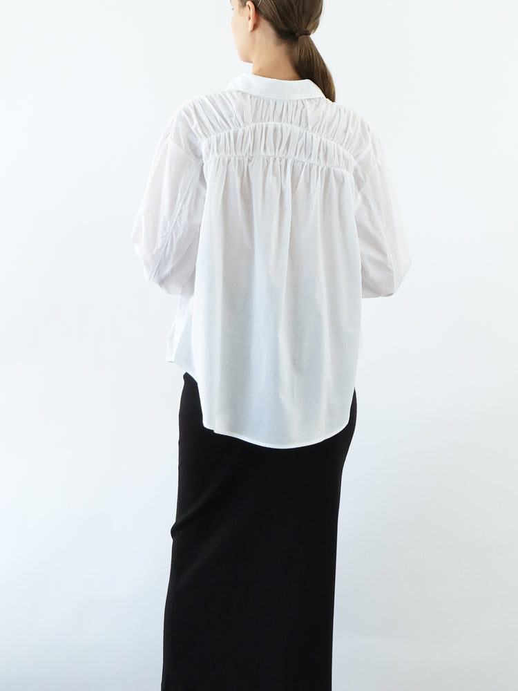 CLU Shirred Button Down Long Sleeve Shirt