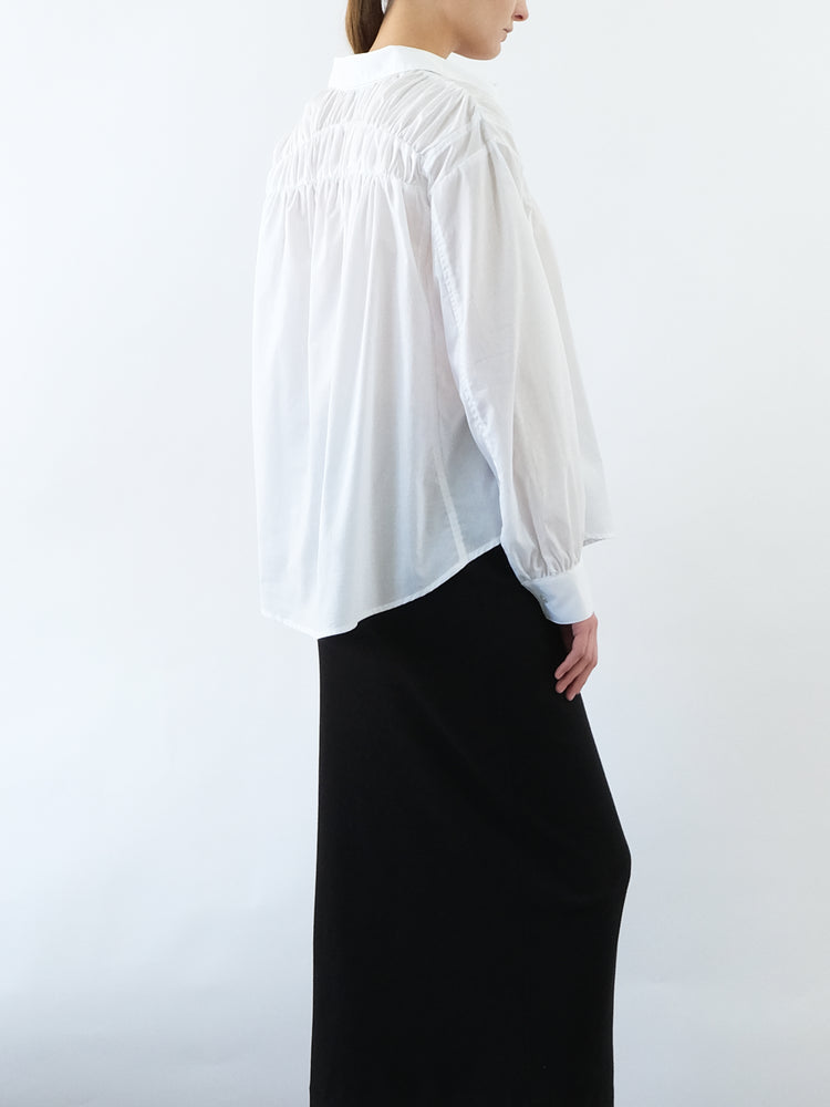 CLU Shirred Button Down Long Sleeve Shirt